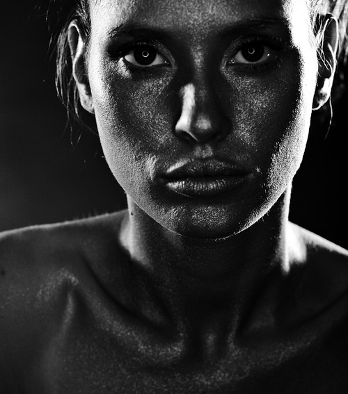 Portrait, Woman, Face, Black and White