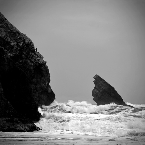 black and white, ocean, waves, photography