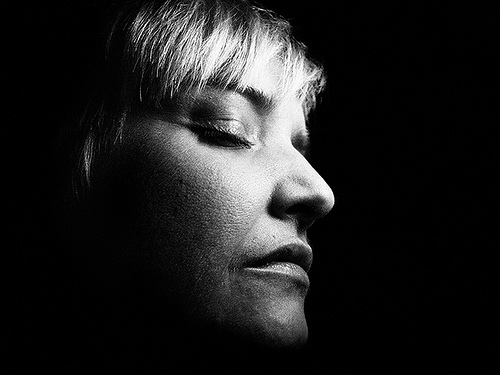 woman, portrait, black and white